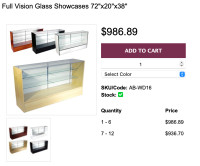 (4) NEW - Full Vision Glass Showcases - Retail Display