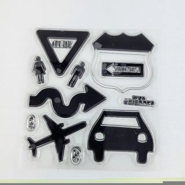 Travel Clear Stamp Set Bo Bunny Detour Car Road Sign Plane Paper in Hobbies & Crafts in Strathcona County - Image 4