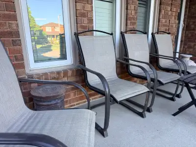 Patio table and 4 chairs, View more