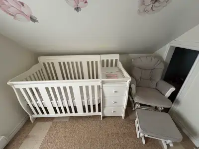 Crib with glider chair, View more