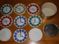 Piero Fornasetti Group of seven Quand on Arrive Clock Coasters