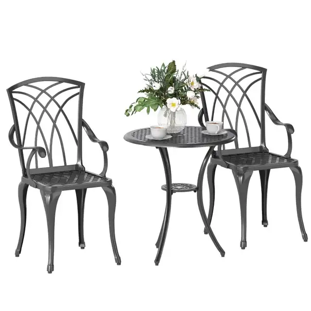 3 Pieces Patio Bistro Set, Cast Aluminum Outdoor Conversation  in Patio & Garden Furniture in Markham / York Region - Image 11