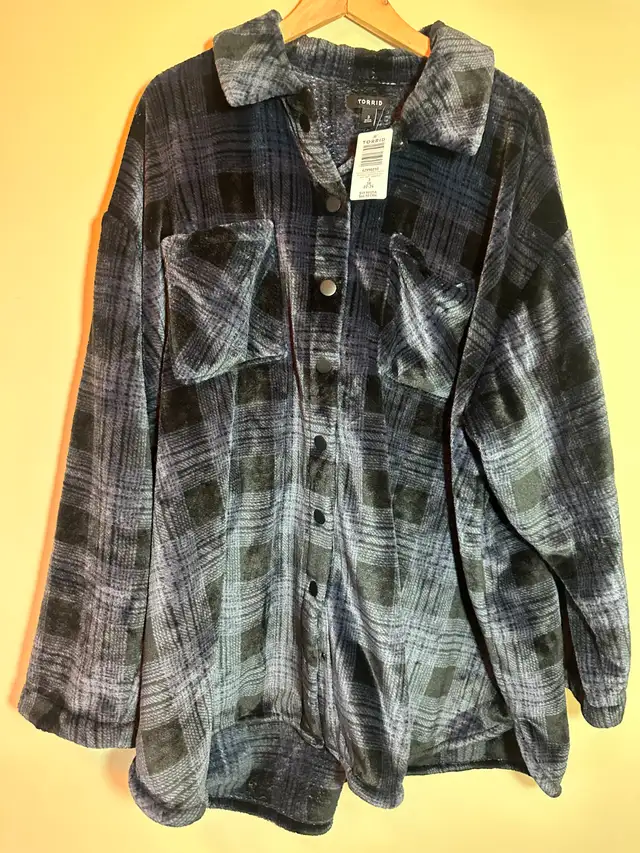 Torrid NWT Ultra-Soft Plaid Snap-Front Shacket - Size 3X