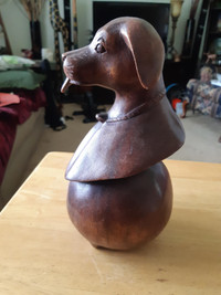 Vintage VERY RARE  Wood Carving Dog Figurine By Artist RD