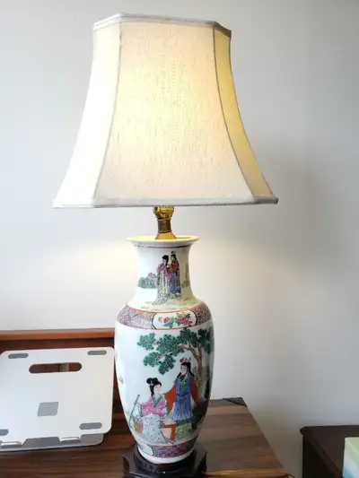 Vintage Chinese porcelain table lamp, View more