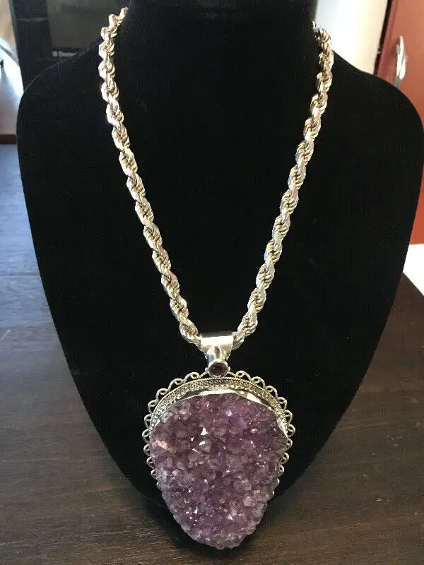 huge sterling silver amethyst pendant necklace628543960513301211