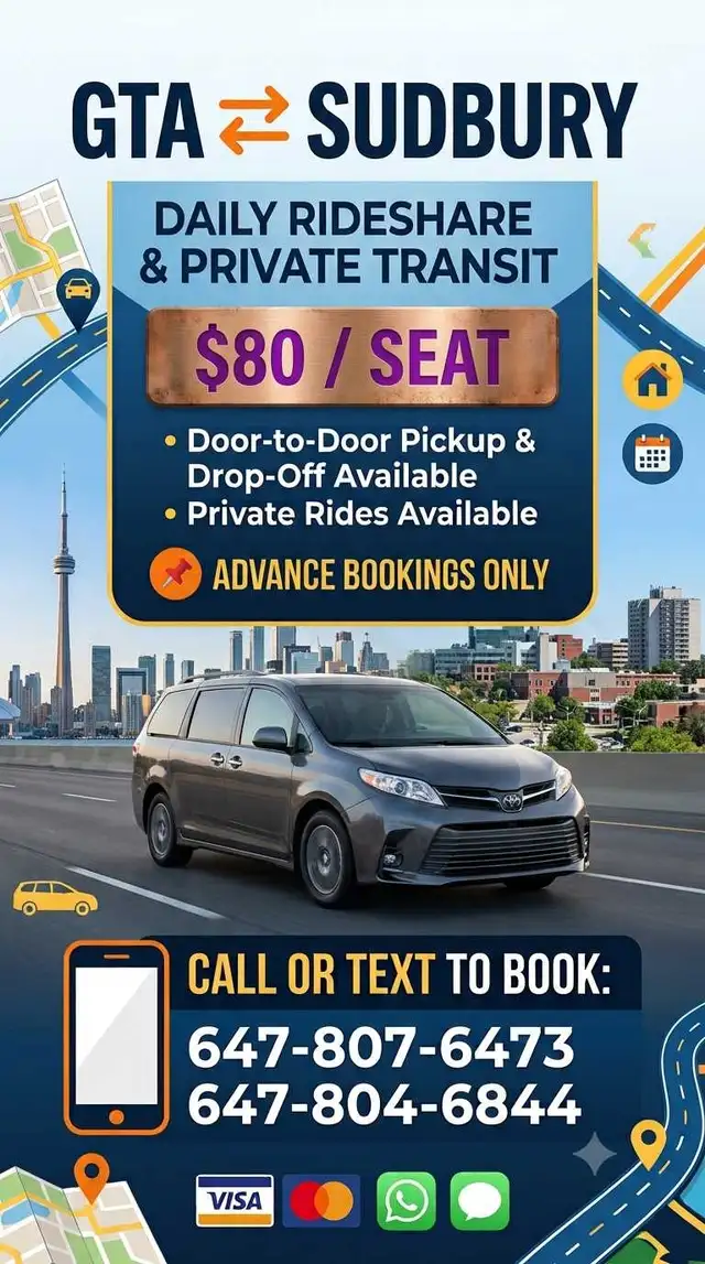 GTA carpooling to sudbury 