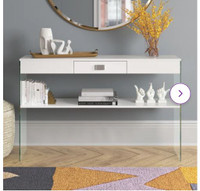 Console Table with 1 Drawer and Glass Frame