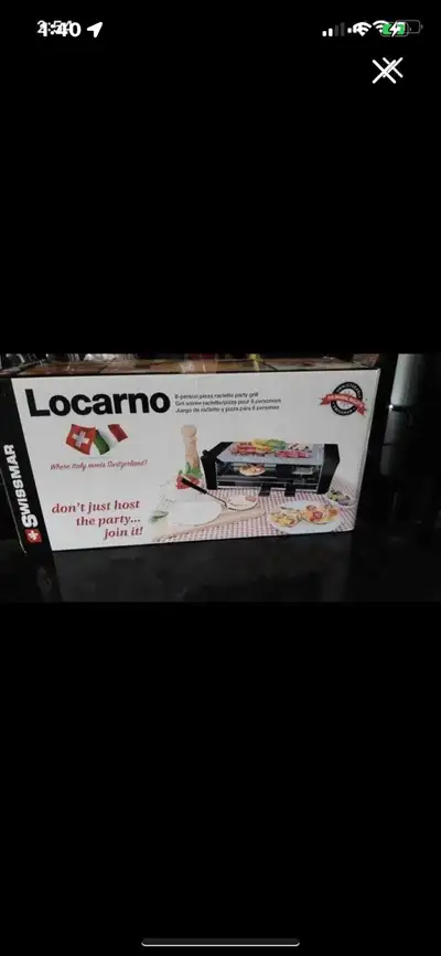 I'm selling a brand new Swissmar Locarno 8-Person Raclette Grill with a reversible cast iron grill t...
