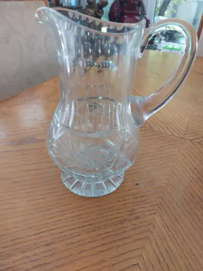Gorgeous vintage pinwheel crystal 10" water jug, View more