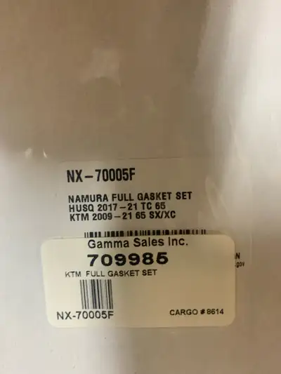 New !! Full engine gasket set! And a pair of crank seats For 2009 to 2021 KTM 65 sx I ordered the wr...