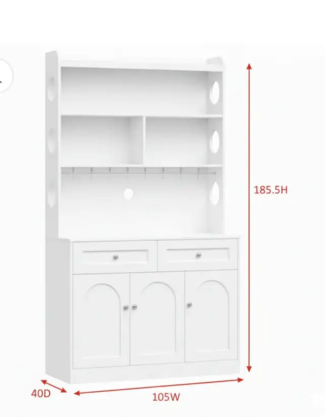 73" Tall Pantry Cabinet with Microwave Stand & Countertop, Drawe in Hutches & Display Cabinets in Markham / York Region - Image 7