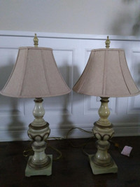Pair of Table lamps with beige shades (bulbs included)