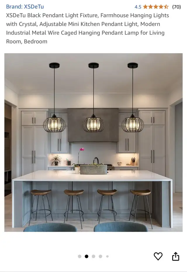 XSDeTu Black Metal Cage Pendant Light in Home Décor & Accents in Markham / York Region - Image 5