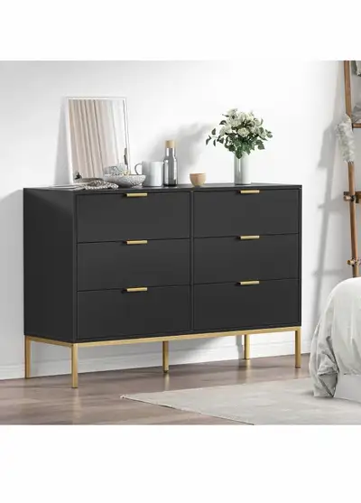 Black Dresser for Bedroom, Modern 6 Drawer Dresser, View more