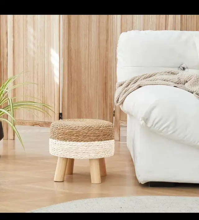 Round Ottoman NaturalSeagrass Footstool, Round Footstool with 4  in Other in Hamilton - Image 10