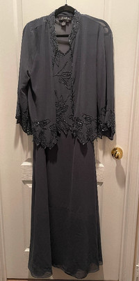 J.Kara designer ladies gown, size 16, colour is Stormy grey