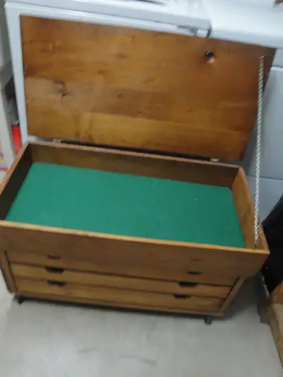 Wooden Tool or Craft Storage chest on wheels, View more