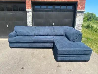 Large Blue Sectional Sofa with Chaise - Free Delivery, View more