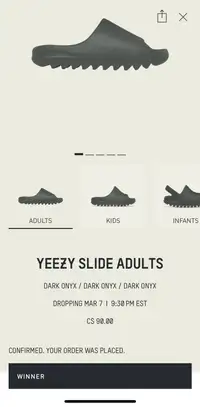 Yeezy Slide Dark Onyx - Size 10