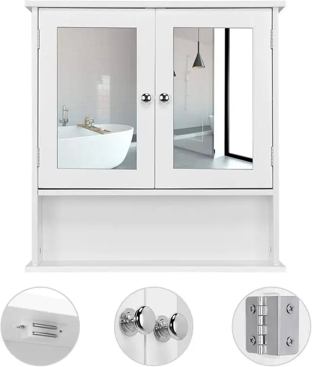 Medicine Cabinets Wooden Bathroom Wall Cabinet with Double Mirro in Home Décor & Accents in Markham / York Region - Image 7