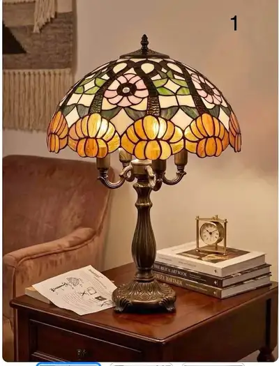 NEW-IN-BOX Large Tiffany-Style Stained Glass Table Lamp, View more