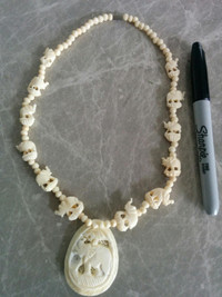 Necklace-Carved elephants-part of an Estate-$250.