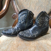 ASH black leather boots, size 9, solid leather silver studs