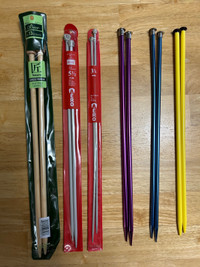 Various knitting needles