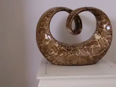 Mottled brown /cream modern sculpture, View more