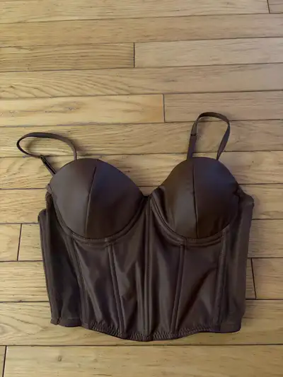 Forever 21 Brown Faux-Leather Corset, View more