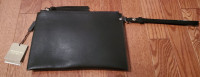 New Authentic Burberry Black Leather Pouch