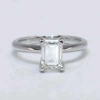 1.03 Ct Emerald Cut Lab Grown Diamond Ring With A Knife Edge 