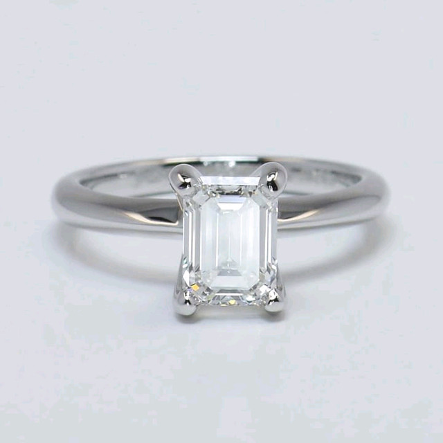 1.03 Ct Emerald Cut Lab Grown Diamond Ring With A Knife Edge  in Jewellery & Watches in Mississauga / Peel Region