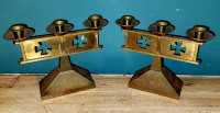 Vintage heavy brass Catholic candle holders