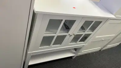 Modern Sideboard Buffet Cabinet Wood Console Table with Glass Do, View more