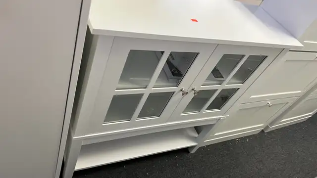 Modern Sideboard Buffet Cabinet Wood Console Table with Glass Do in Hutches & Display Cabinets in Markham / York Region - Image 2