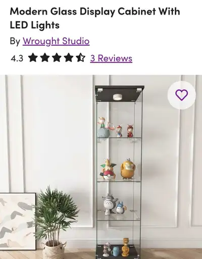 Almost brand new Modern Glass Display Cabinet With LED Lights for sale.