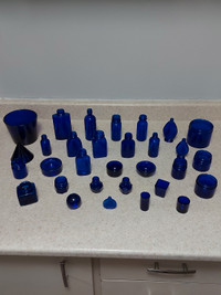 Cobalt Blue Glass Bottles Jars, etc. 