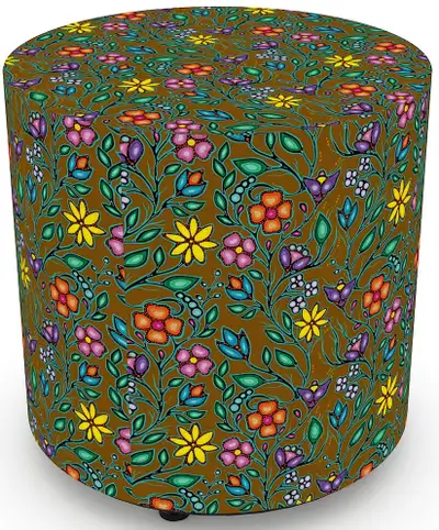 INDIGENOUS ARTWORK CUSTOM UPHOLSTERY  OTTOMAN, View more