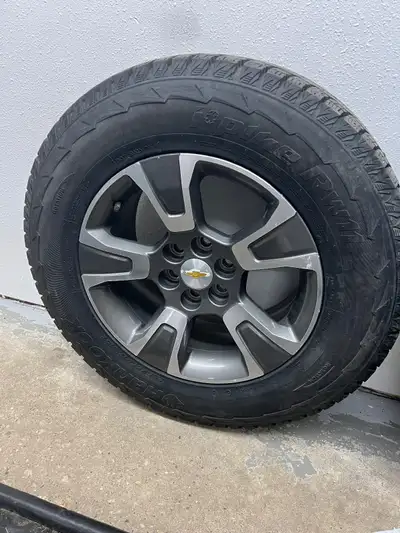 4 studded winter tires on Chev factory wheels. Used on a 2020 Chev Colorado. Lots of tread left. 80%...