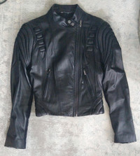 BCBGMaxAzria Black Leather Moto Motorcycle Jacket Women's Size M