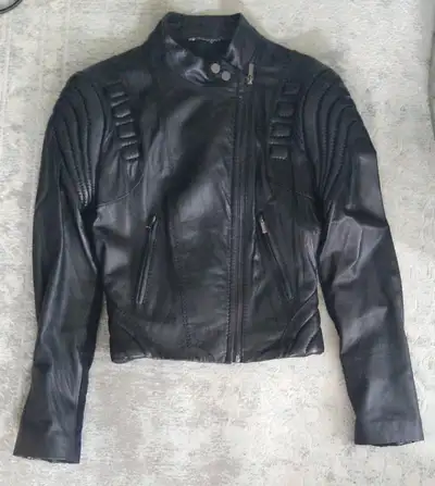 BCBGMaxAzria Black Leather Moto Motorcycle Jacket Women's Size M, View more