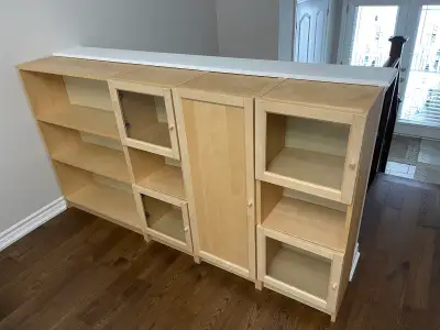 IKEA HALF WALL Bookcase with doors, Birch colour, View more