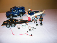 Playmobil camion, remorque et bateau de police