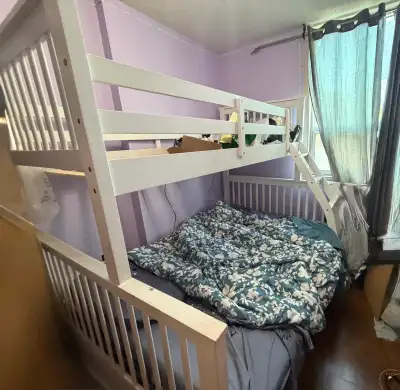 White Twin Over Double Wooden Bunk Bed – Solid & Sturdy, View more