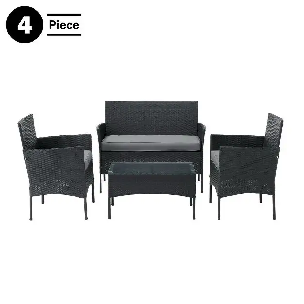 4pc Rattan wicker Outdoor Sofa, 2 Cushioned Chairs, and Table  in Patio & Garden Furniture in Markham / York Region - Image 4