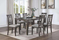 Table   de cuisine avec 6 chaises en bois et assises    en tissu