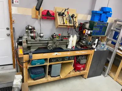 Home machine shop - South Bend lathe, mini mill, tooling, View more