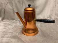 Tall, beautiful, handcrafted, Copper kettle pot with wooden hand